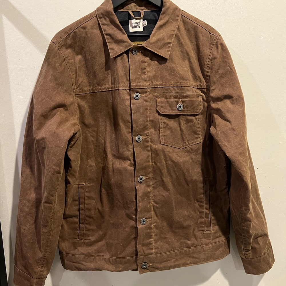 The Last of US Flint and Tinder Waxed Trucker Jacket, Size L, Havana (USA Made)